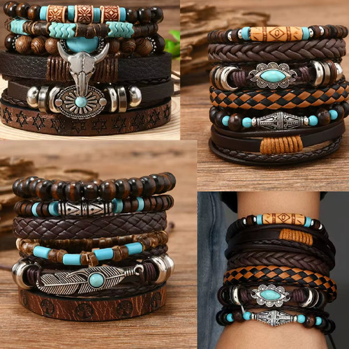 Mens leather bracelet surfer - leather,