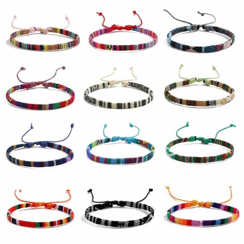 12pcs boho braided bracelet - 12pcs,