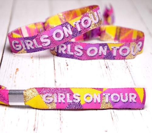 Girls tour party wristbands - on,